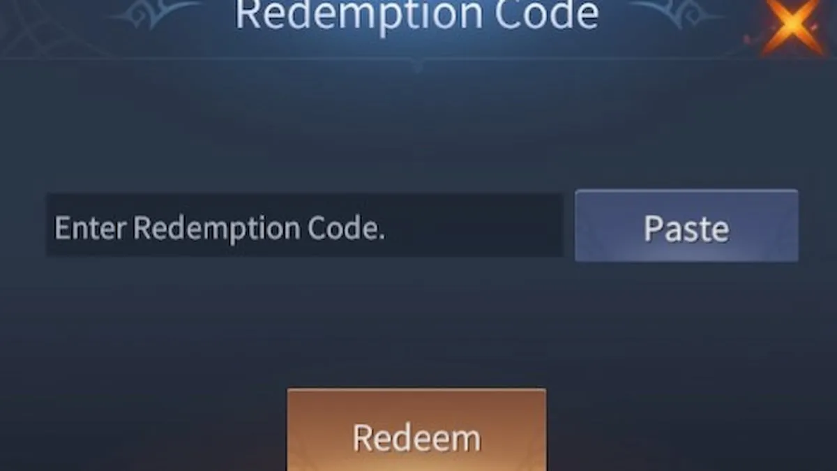 Codes redemption interface in Bloodline Heroes of Lithas