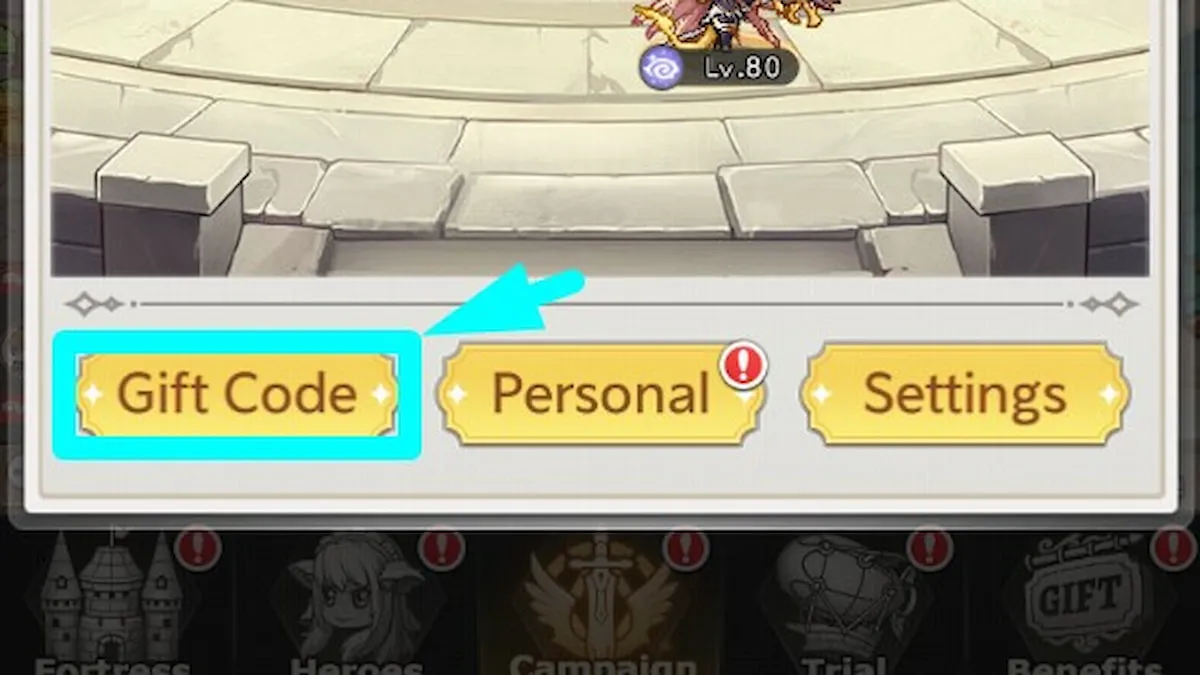 Code redemption menu in Zero to Hero Pixel Saga