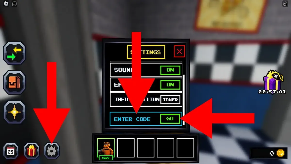 Instruções para resgatar códigos Five Nights TD