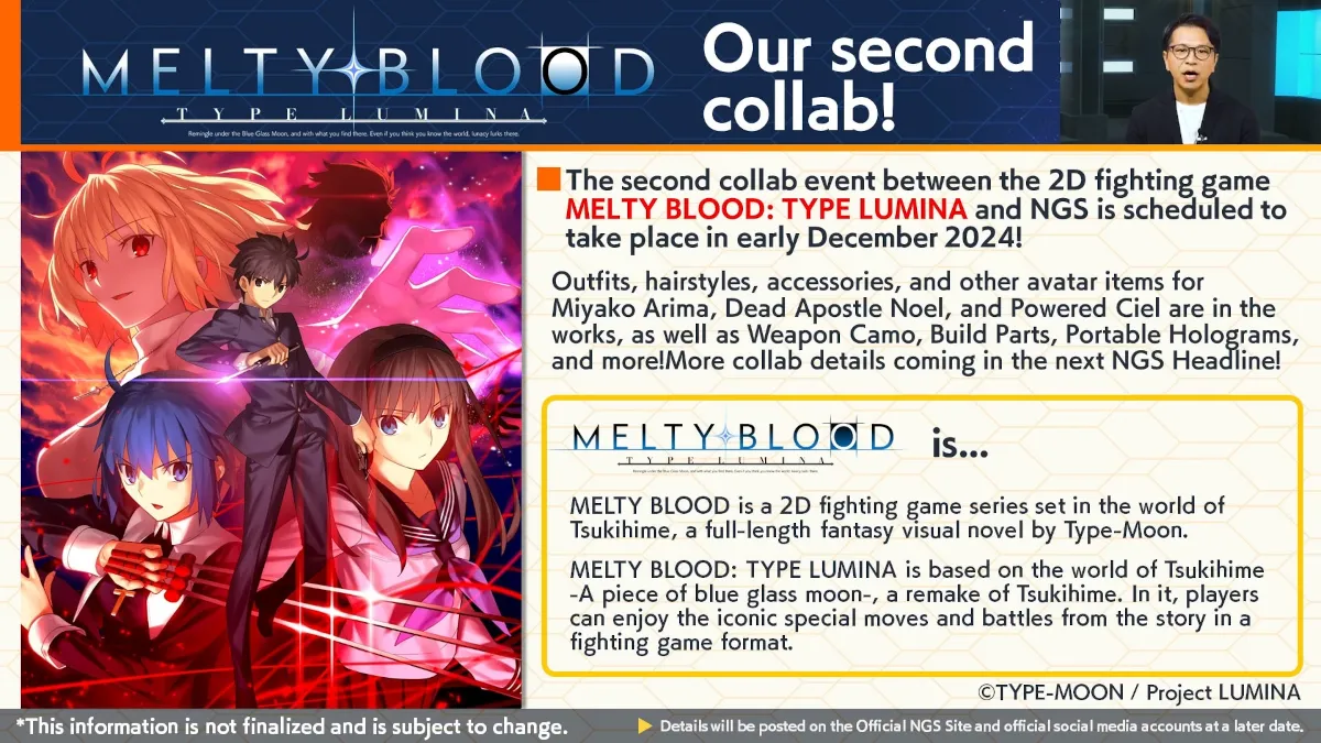 Segunda ola de contenido crossover de Melty Blood Type Lumina para PSO2 New Genesis