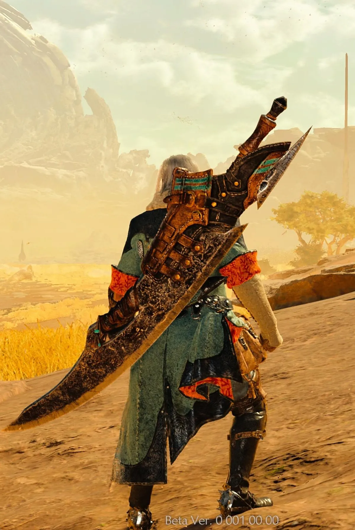 Hunter equipping the Hope Great Sword weapon in Monster Hunter Wilds