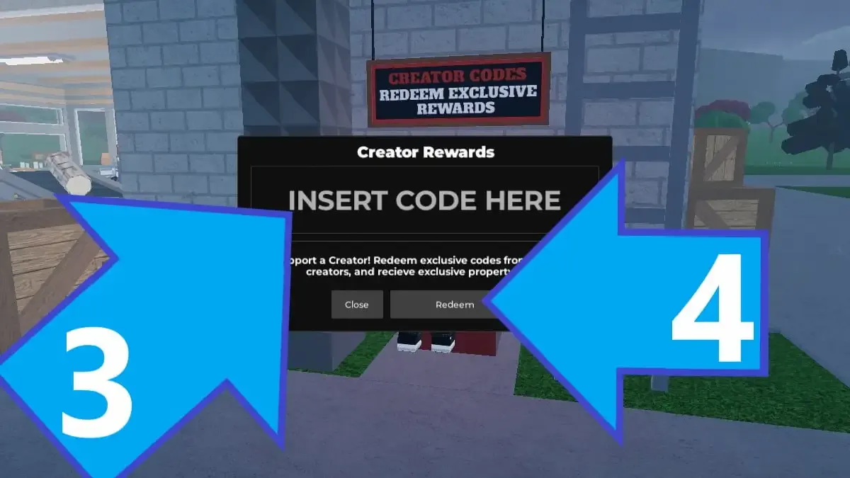 Écran d'insertion de code ici pour Roblox Oaklands