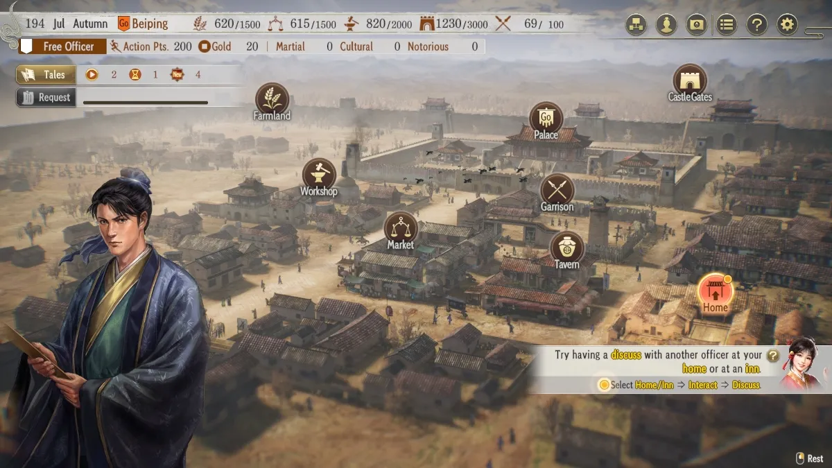 Reseña de Romance of the Three Kingdoms ROTK 8 Remake: mapa de la ciudad