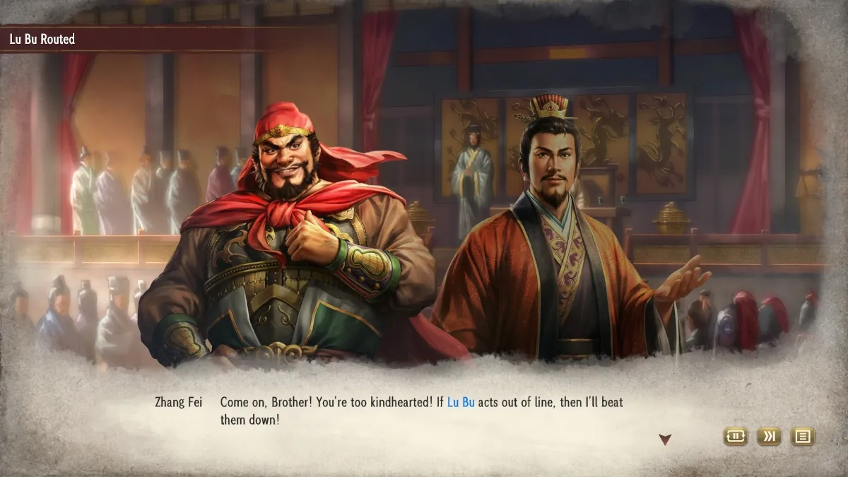 Critique du remake de Romance of the Three Kingdoms ROTK 8 - Événement Liu Bei vs Lu Bu